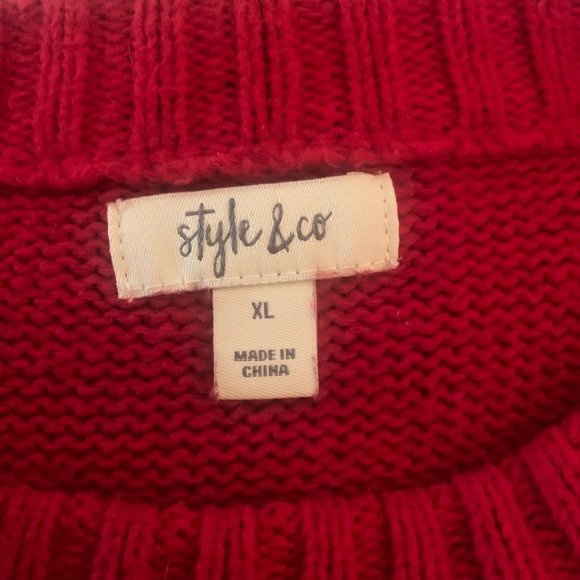 NEW STYLE & CO DARK RED PUFFY SLEEVE SWEATER XL - Picture 4 of 6